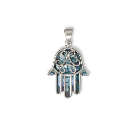 Forsgate Jewelry Jewelry - NWT-Oxidized Ancient Roman Glass Hamsa Hand of God Pendant - 925 Sterling Silver